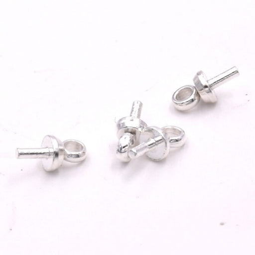 Kaufen Sie Perlen in der Schweiz Mini-Pitonhaken für halbgebohrte Perlen, versilberter Edelstahl, 6 x 3 mm (4)