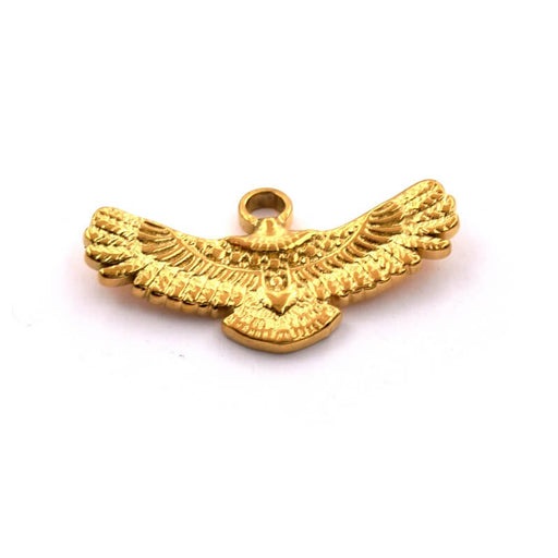 Kaufen Sie Perlen in der Schweiz Fliegender Adler-Vogel-Anhänger Goldfarbener Edelstahl - 13 x 25,5 mm (1)