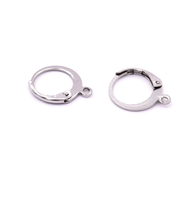 Boucles d'oreilles dormeuses en acier inoxydable - 14.5x12mm (4)