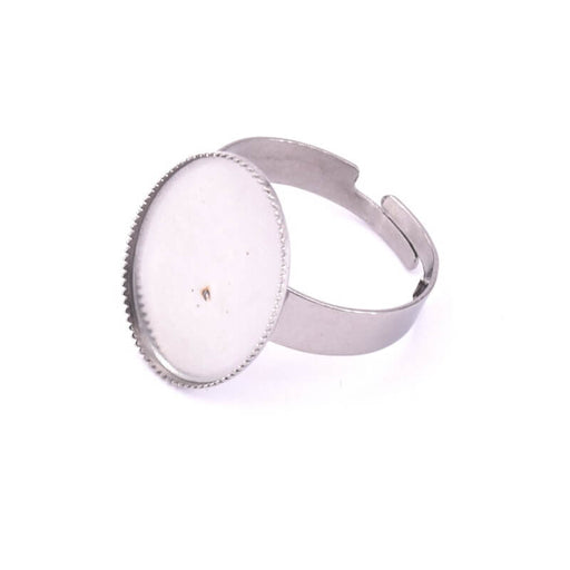Kaufen Sie Perlen in der Schweiz Ring für ovalen Cabochon aus Edelstahl 18x13mm (1)