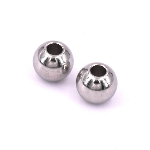Achat Perle ronde en acier inoxydable 8x7mm - Trou : 3mm (2)