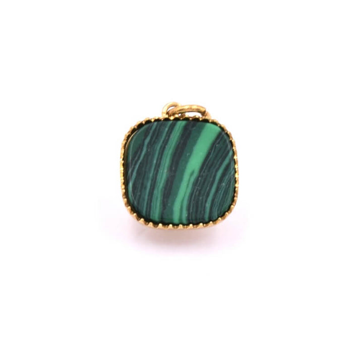 Pendentif carré acier inoxydable doré avec Malachite 10x10mm (1)