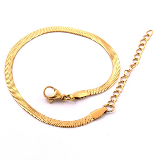 Kaufen Sie Perlen in der Schweiz Schlangenkettenarmband goldener Edelstahl16cm+6cm - 3mm (1)