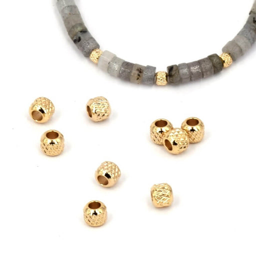 Kaufen Sie Perlen in der Schweiz Rondelle-Perle. goldener Stahl. Diamantschliff 3 x 2.5 mm – Loch: 1.2 mm (10)