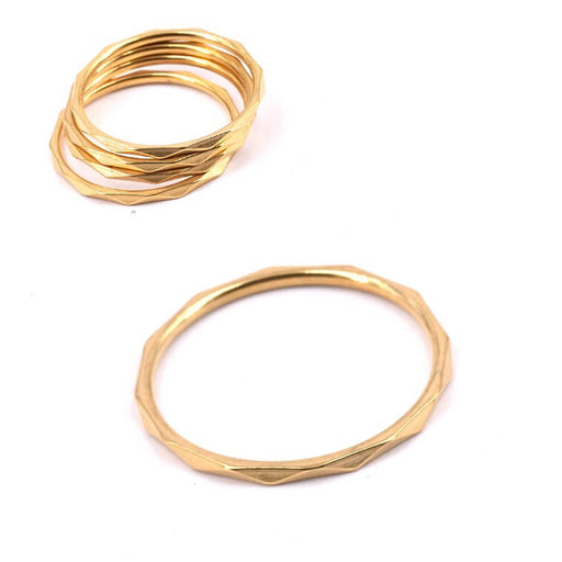 Kaufen Sie Perlen in der Schweiz Facettierter runder Ringverbinder, goldener Edelstahlring 17,3 mm (1)