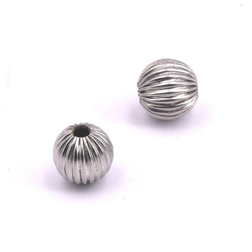 Kaufen Sie Perlen in der Schweiz Gerillte Edelstahlperle 10 mm – Loch: 2,5 mm (2)