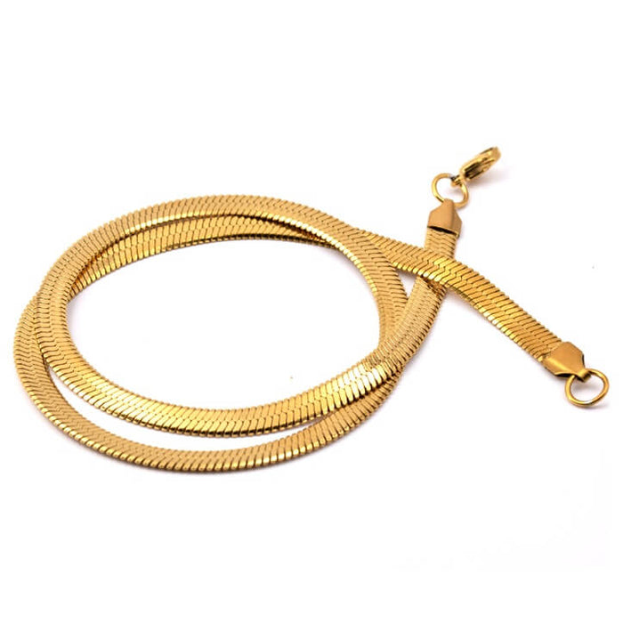 Flache Schlangenkette aus Goldene Farbe Edelstahl, 45 cm – 5 mm (1)