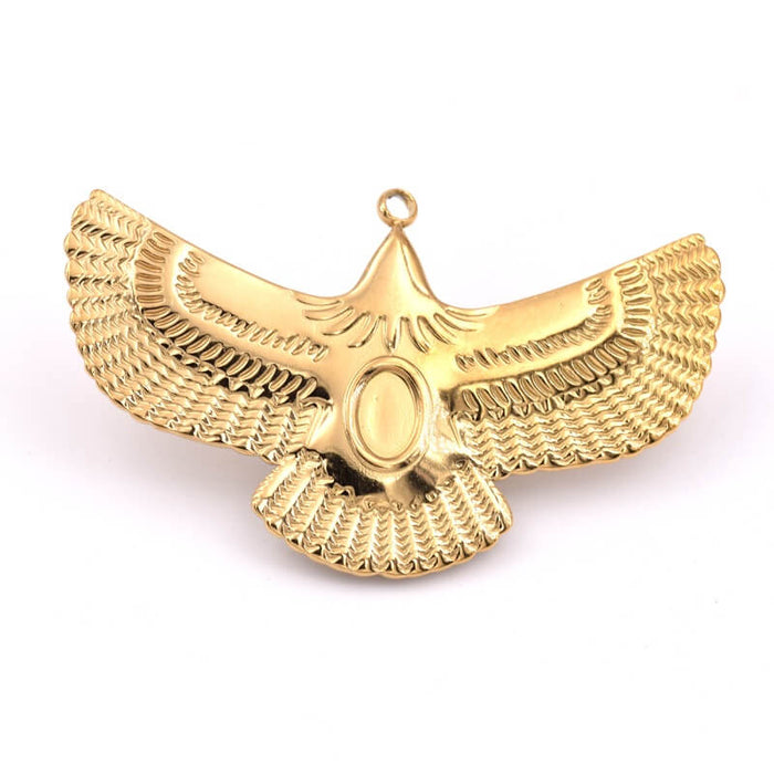 Pendentif aigle volant 45mm acier inoxydable doré pour cabochon 6x4mm (1)