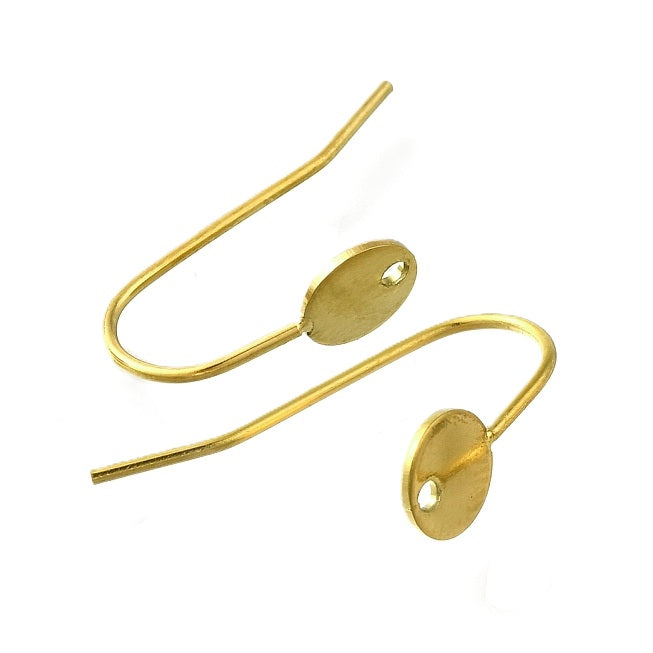 Ohrring-Haken und Tablett 6mm goldener Edelstahl - Loch: 1mm (2)
