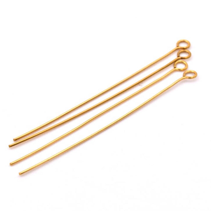 Clou à oeil tige en acier inoxydable doré longue tenue 50x0.6mm (4)