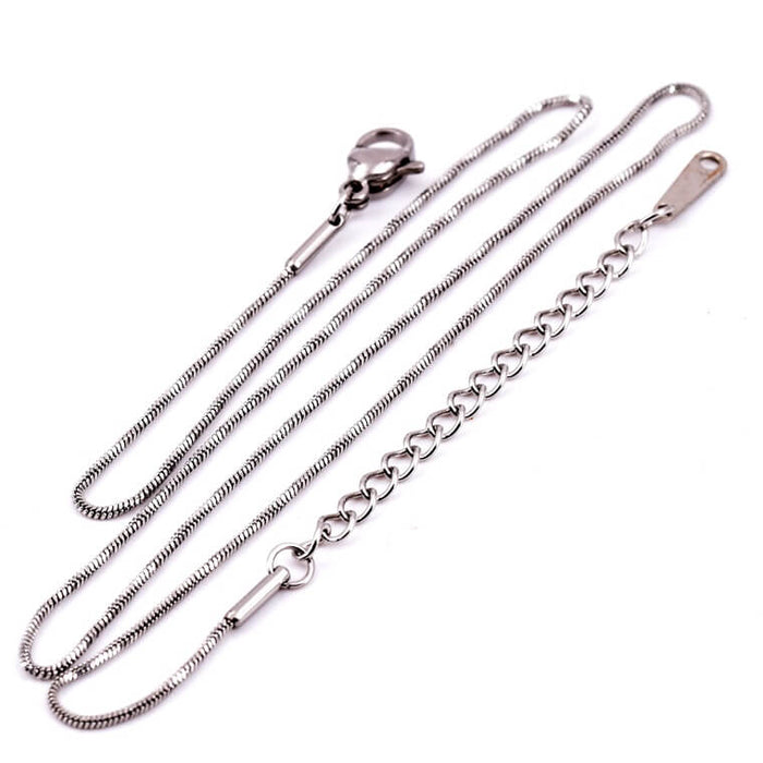 Collier chaine serpent torsadée acier inoxydable 40+6cm - 1mm (1)