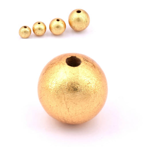 Kaufen Sie Perlen in der Schweiz Runde Holzperle. vergoldet mit Blattgold. 25 mm – Loch: 4.5 mm (1)