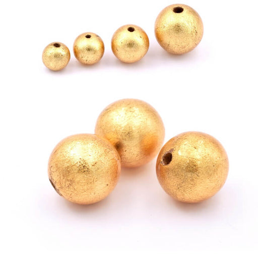 Kaufen Sie Perlen in der Schweiz Runde Holzperle vergoldet mit Blattgold 18mm - Loch: 3mm (3)