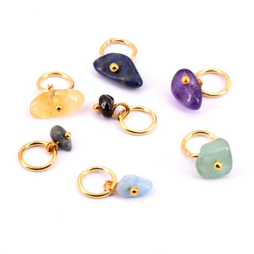 Kaufen Sie Perlen in der Schweiz Perlenanhänger, Mix aus Edelsteinsplittern, goldfarbener Stahlring – 6–11 mm (7)