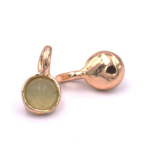 Kaufen Sie Perlen in der Schweiz Prehnit runder Charm-Anhänger aus goldenem Messing, hellgold, 7 mm (1)