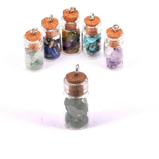 Kaufen Sie Perlen in der Schweiz Glasflaschenanhänger mit Aventurinsplittern 18x10mm (1)