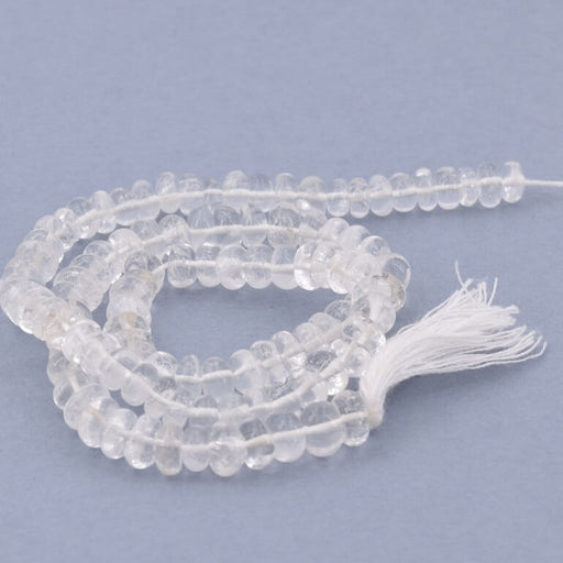 Kaufen Sie Perlen in der Schweiz Rondellperle Quarzkristall 5-6x2-5mm - Loch: 0.5mm (1 Strang-33cm)