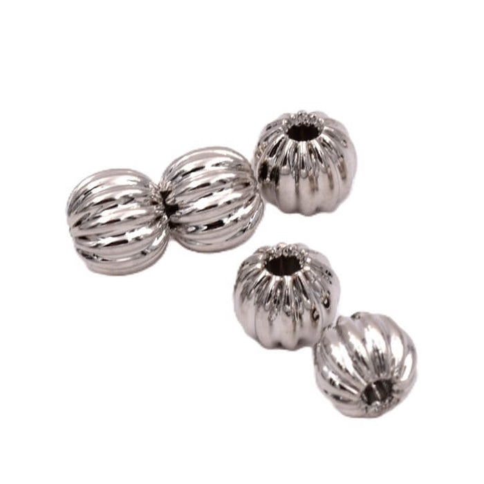 Runde gerillte Platin-Messingperlen 4 mm Loch: 1 mm (5)