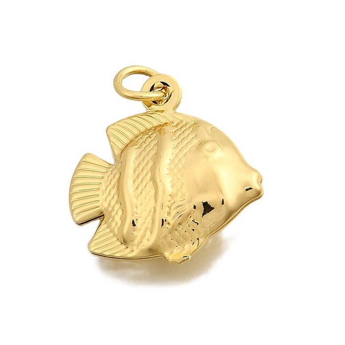 Pendentif poisson en laiton doré 21x18mm - Trou: 3mm (1)