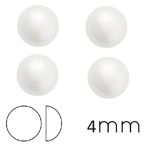 Kaufen Sie Perlen in der Schweiz Runder Cabochon Preciosa Weiß Perleffekt 4mm (4)