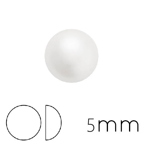 Kaufen Sie Perlen in der Schweiz Runder Cabochon Preciosa Weiß Perleffekt 5mm (4)