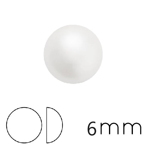 Kaufen Sie Perlen in der Schweiz Runder Cabochon Preciosa Weiß Perleffekt 6mm (4)