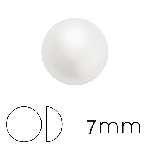 Kaufen Sie Perlen in der Schweiz Runder Cabochon Preciosa Weiß Perleffekt 7mm (4)