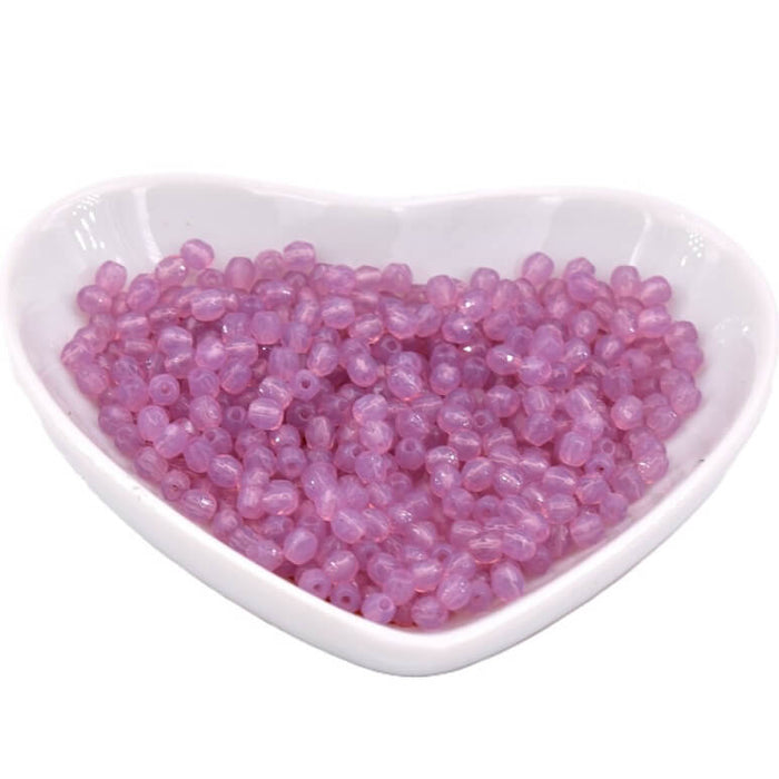 Glasschliffperlen Milky Purple 3mm (50)