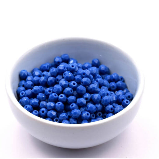 Kaufen Sie Perlen in der Schweiz Firepolish facettierte Perle Undurchsichtiges Blau 4 mm – Loch: 0.8 mm (50)