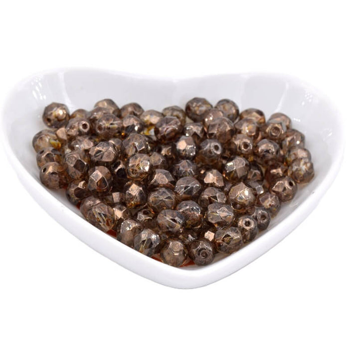 Perle facettes de boheme Luster Transparent Gold Smokey Topaz 6mm (50)