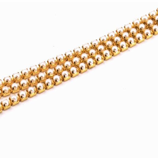Kaufen Sie Perlen in der Schweiz Dünne Perlenkette aus cremefarbenem Rohmessing, 2 x 2 mm (30 cm)