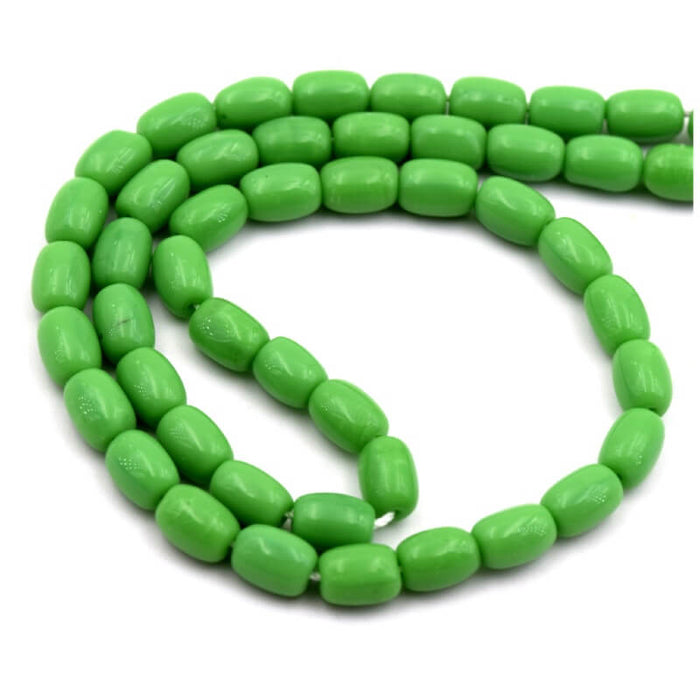Opak grüne Tschechische Reisperle 6x4mm (1 Strang)