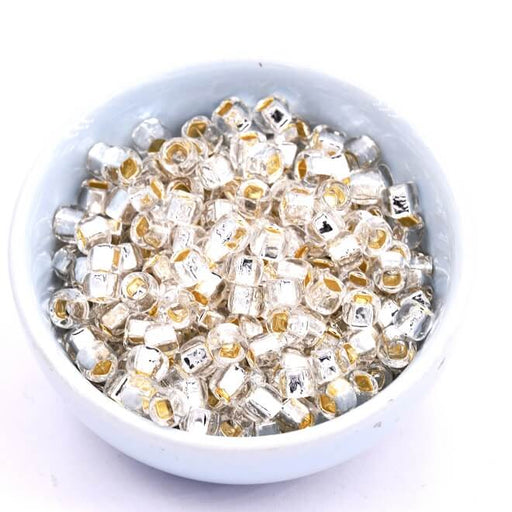 Kaufen Sie Perlen in der Schweiz cc21 – Toho 3/0 Square Hole Round Perlen – Silver Lined Crystal (10 g)