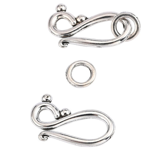 Kaufen Sie Perlen in der Schweiz Silberner S-Hakenverschluss mit gelötetem Ring 20x12mm (2 Sets)