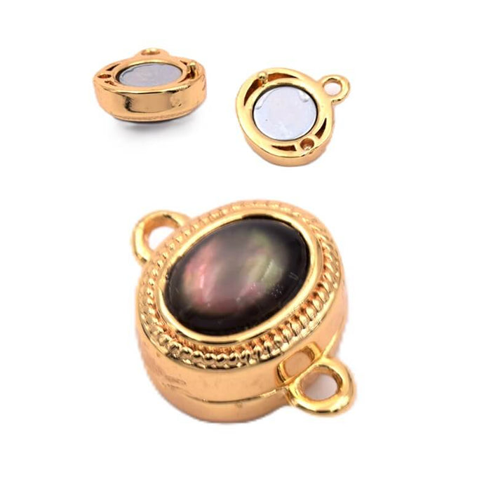 Fermoir Magnétique et nacre résine en laiton doré Qualité 10x8mm (1)