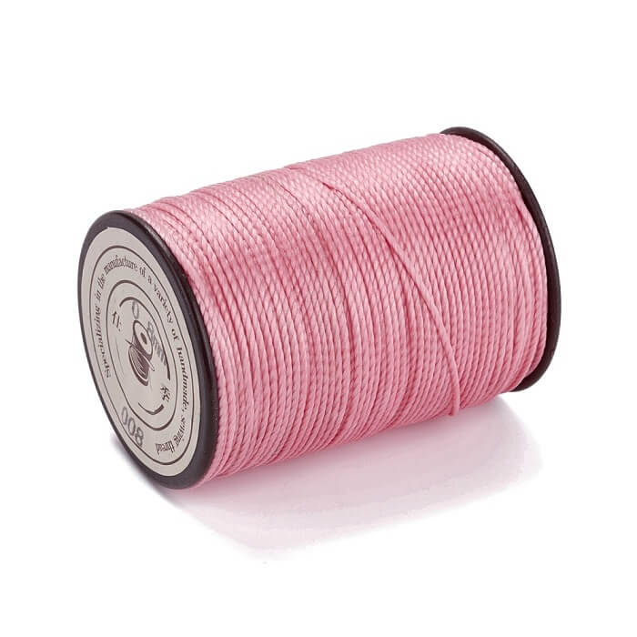 Cordon Polyester Torsadé Ciré Brésilien ROSE 0.8mm - Bobine de 50m (1)