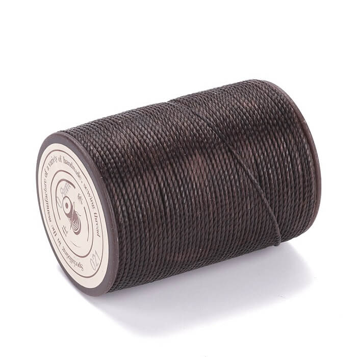 Cordon Polyester Torsadé Ciré Brésilien marron noir 0.8mm - Bobine de 50m (1)