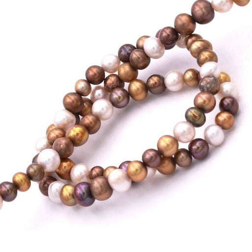 Kaufen Sie Perlen in der Schweiz Runde Süßwasserperle Gold-Bronze-Mix 5-6mm (1 Strang-40cm)