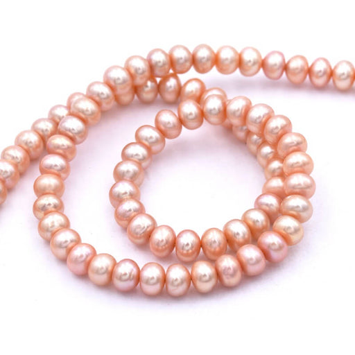 Kaufen Sie Perlen in der Schweiz Süßwasserperle rosa-champagner Rondelle 5,5-6mm (1 Strang-40cm)