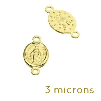 Kaufen Sie Perlen in der Schweiz Verbindungsglied Wundersame Jungfrau-Medaille vergoldet 3 Mikrometer 8x6mm (1)