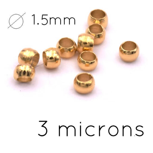 Quetschperle vergoldet 3 Mikron – 2.5 mm – Loch: 1.5 mm (10)