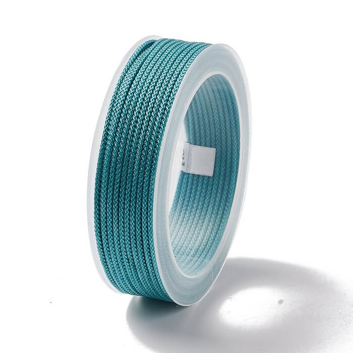 Cordon nylon soyeux tressé vert turquoise 1.5mm - Bobine 20m (1)