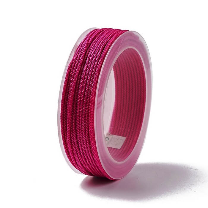 Cordon nylon soyeux tressé violet fuschia 2mm - Bobine 12m (1)