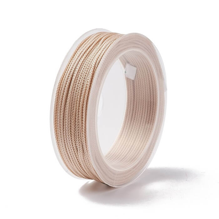 Cordon nylon soyeux tressé beige 1.5mm - Bobine 20m (1)