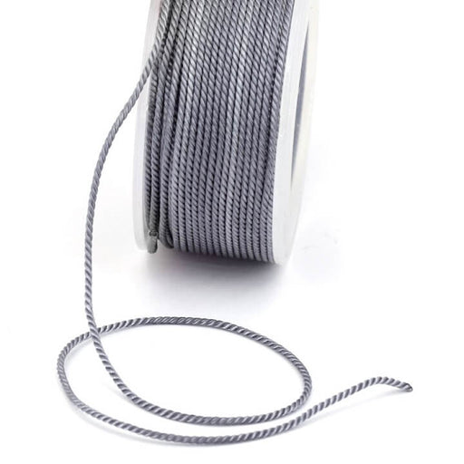 Achat Cordon nylon soyeux torsadé gris 1.5mm (2m)