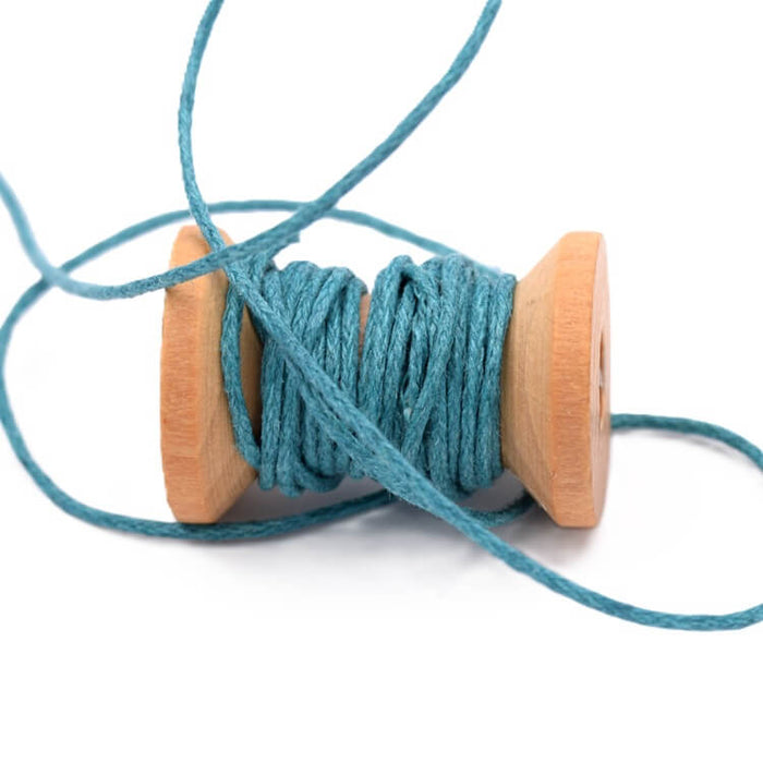 Cordon en coton ciré bleu turquoise 1mm - 5m (1)