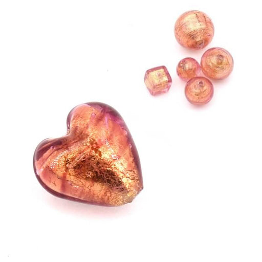 Murano Herz Perle Kupfer und Gold 10mm (1)