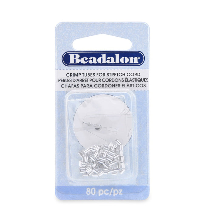 Perles à écraser tube argenté pour élastique de 0.8mm - 80 pièces (1)