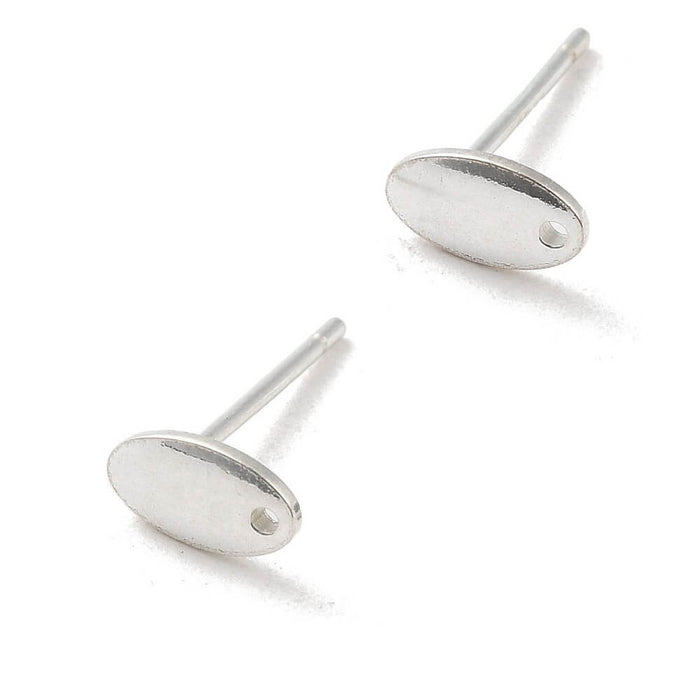 Ovale Ohrstecker Sterlingsilber 7x4mm 0.9mm (2)