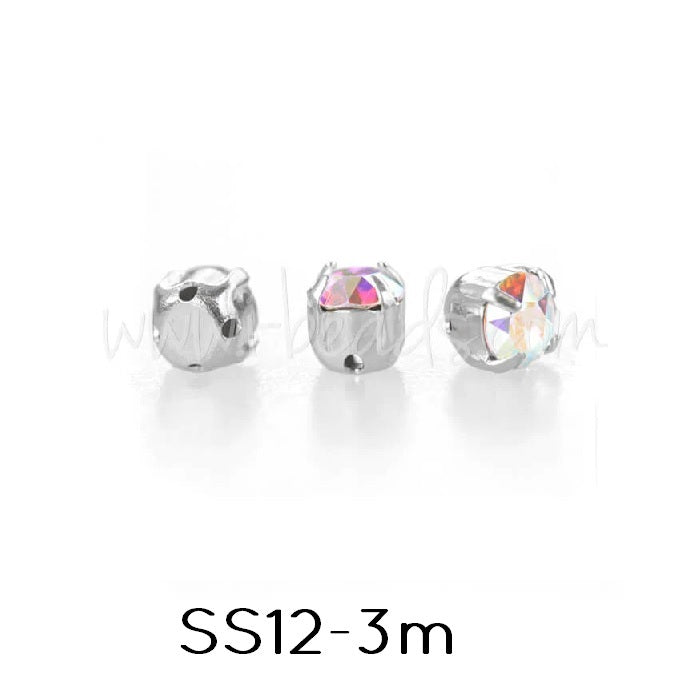 Maxima Chatons montiert Preciosa Silver SS12-3mm Crystal AB (20)